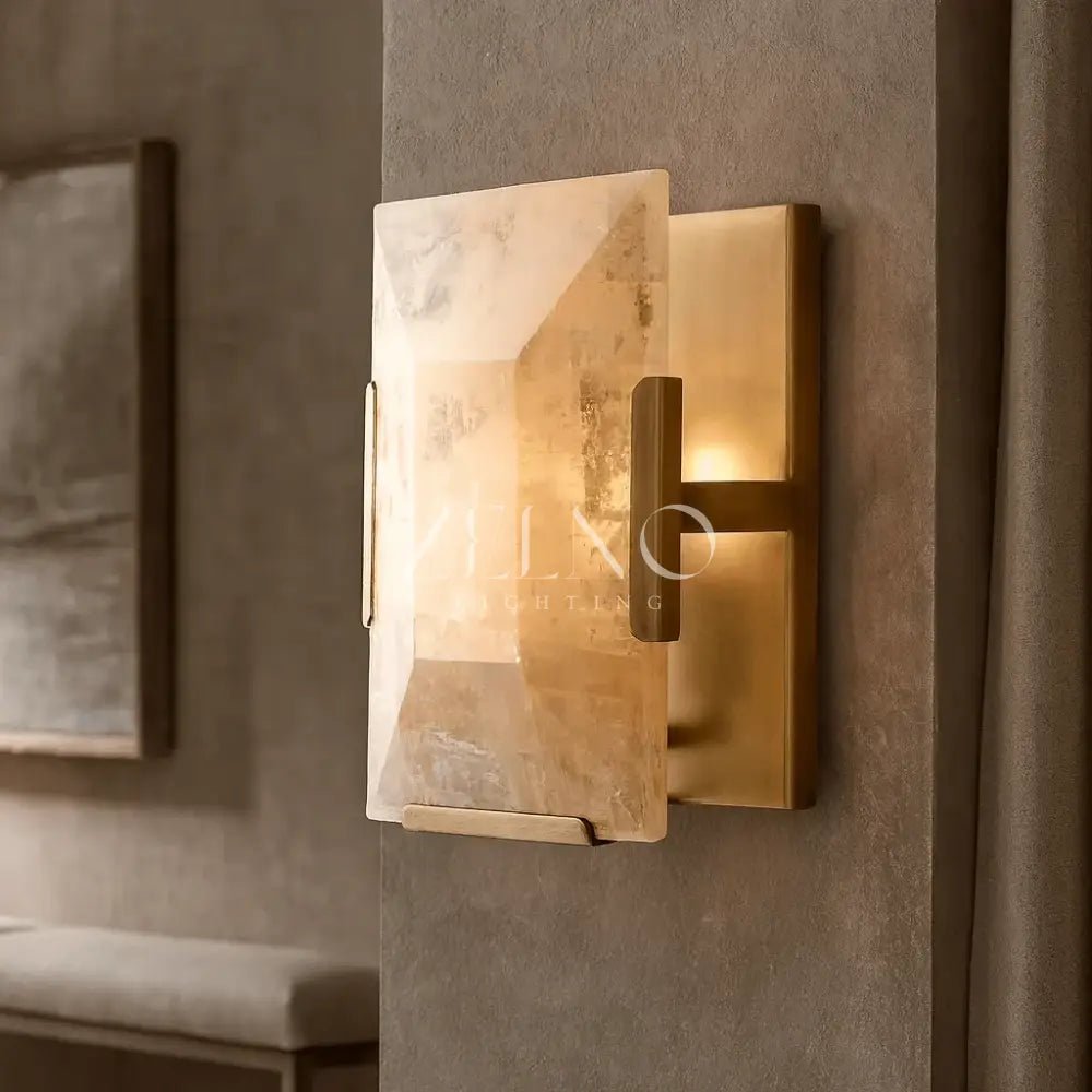 Brookhill Alabaster Crystal Wall Sconce - Zelno