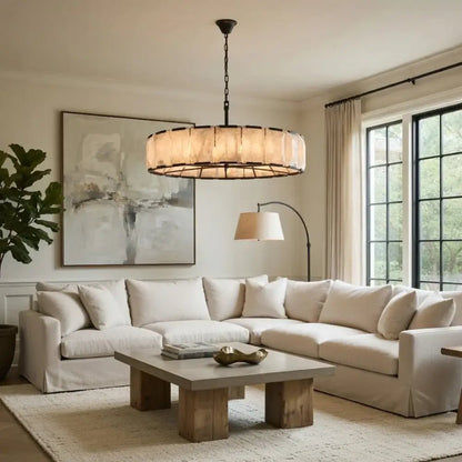 Brookhill Alabaster Round Chandelier 43" - Zelno