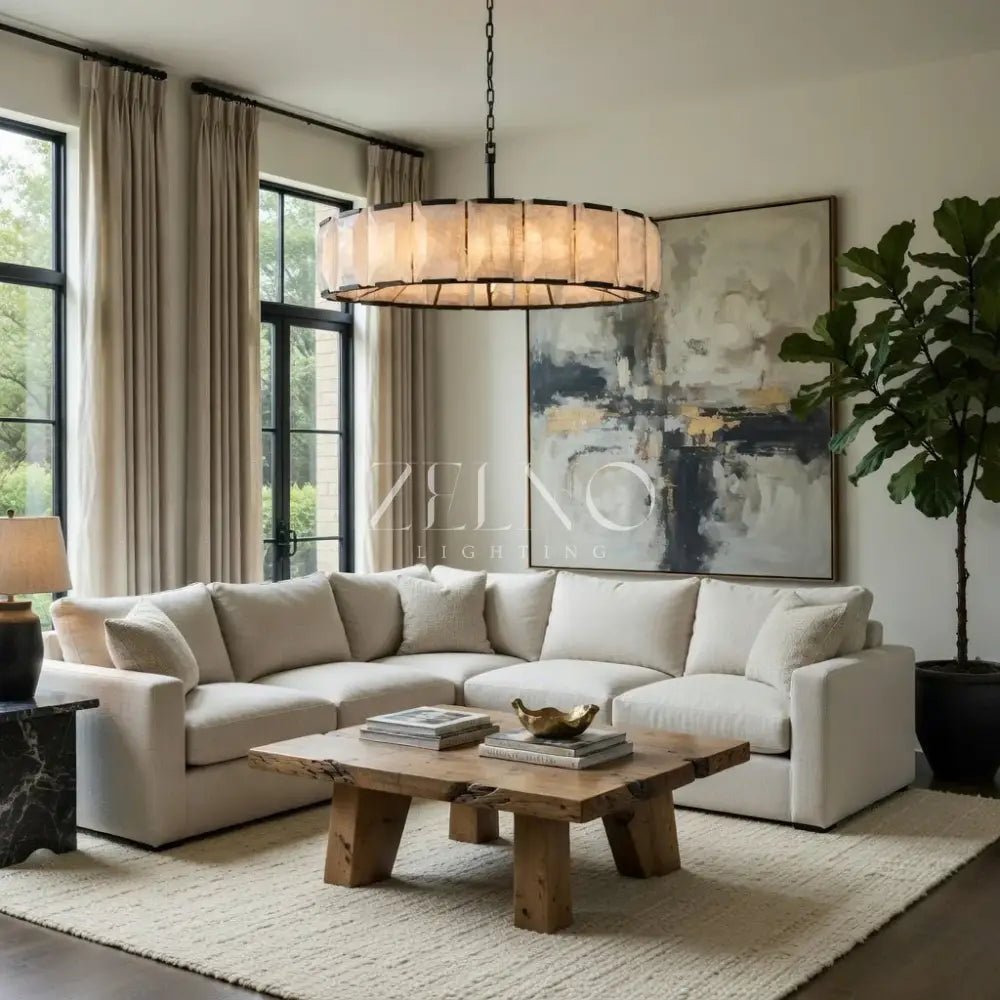 Brookhill Alabaster Round Chandelier 43" - Zelno