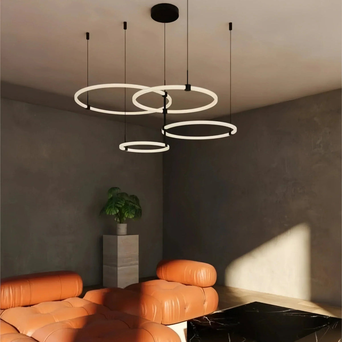 Bruni LED Chandelier Brushed Gold and Black - Zelno