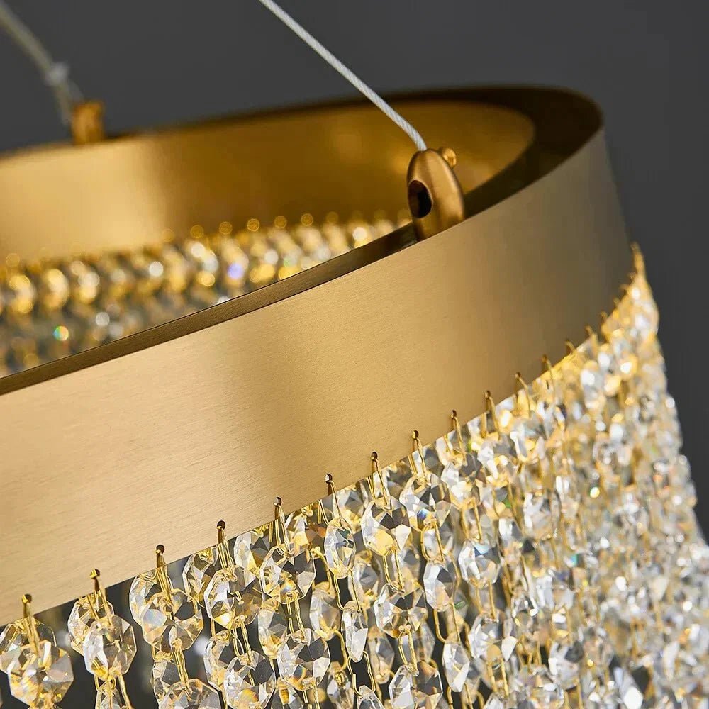 Brushed Gold Modern LED Crystal Light Fixtures - Zelno Lighting