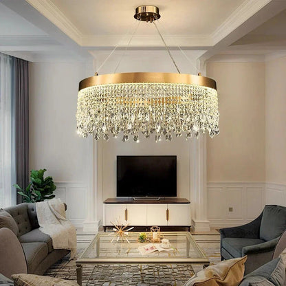 Brushed Gold Modern LED Crystal Light Fixtures - Zelno Lighting