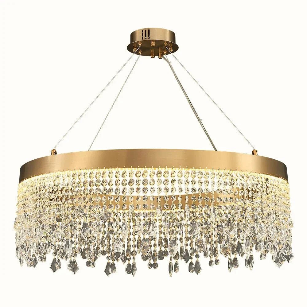 Brushed Gold Modern LED Crystal Light Fixtures - Zelno Lighting