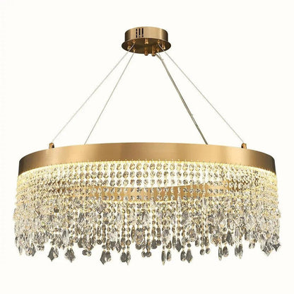 Brushed Gold Modern LED Crystal Light Fixtures - Zelno Lighting