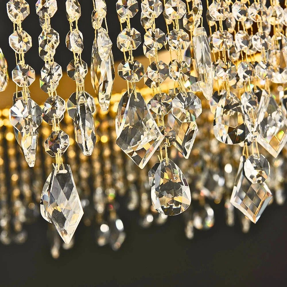 Brushed Gold Modern LED Crystal Light Fixtures - Zelno Lighting
