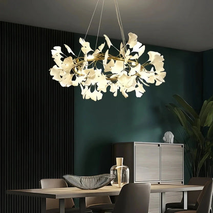 BU Ginkgo Ceramic Circle Chandelier - Zelno Lighting