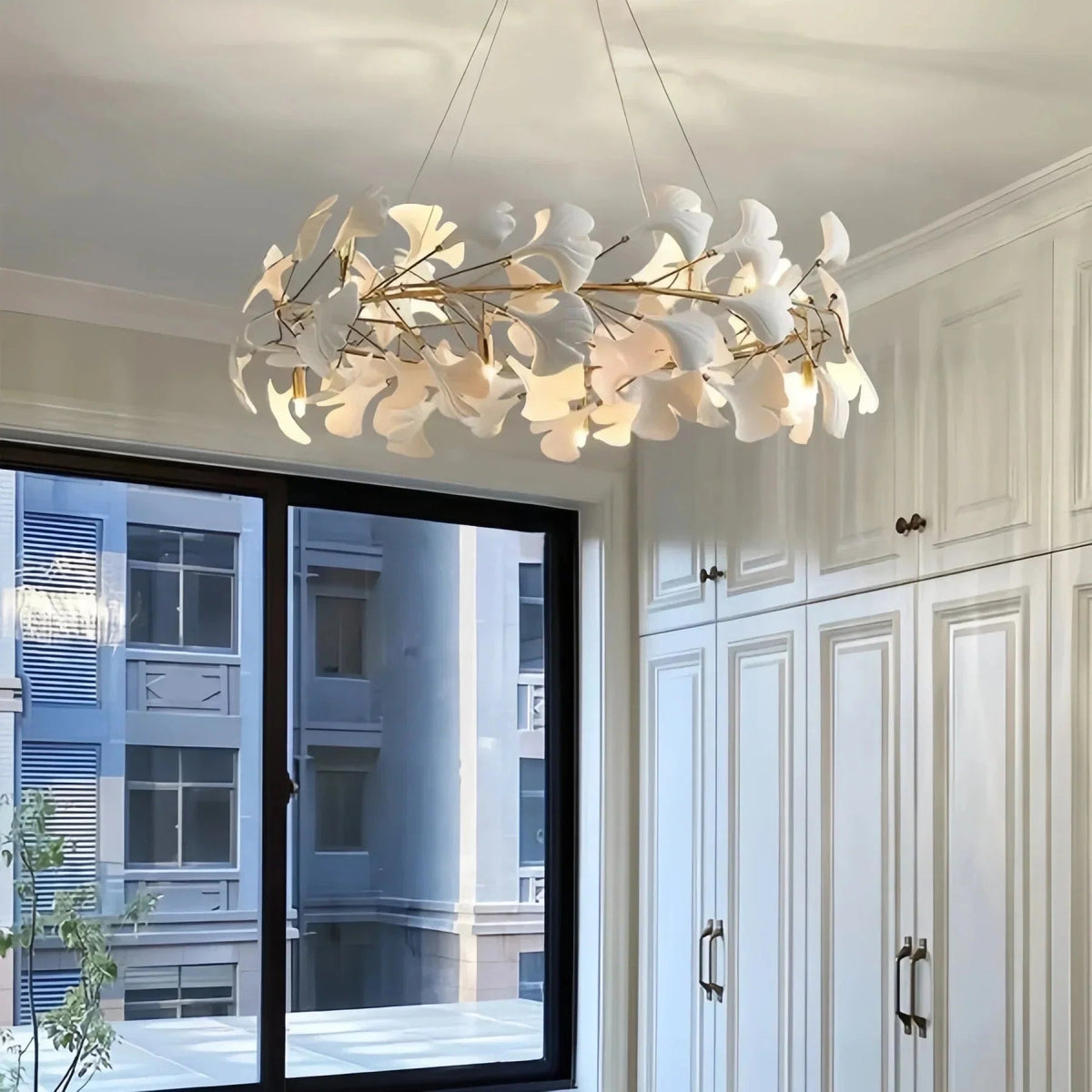 BU Ginkgo Ceramic Circle Chandelier - Zelno Lighting