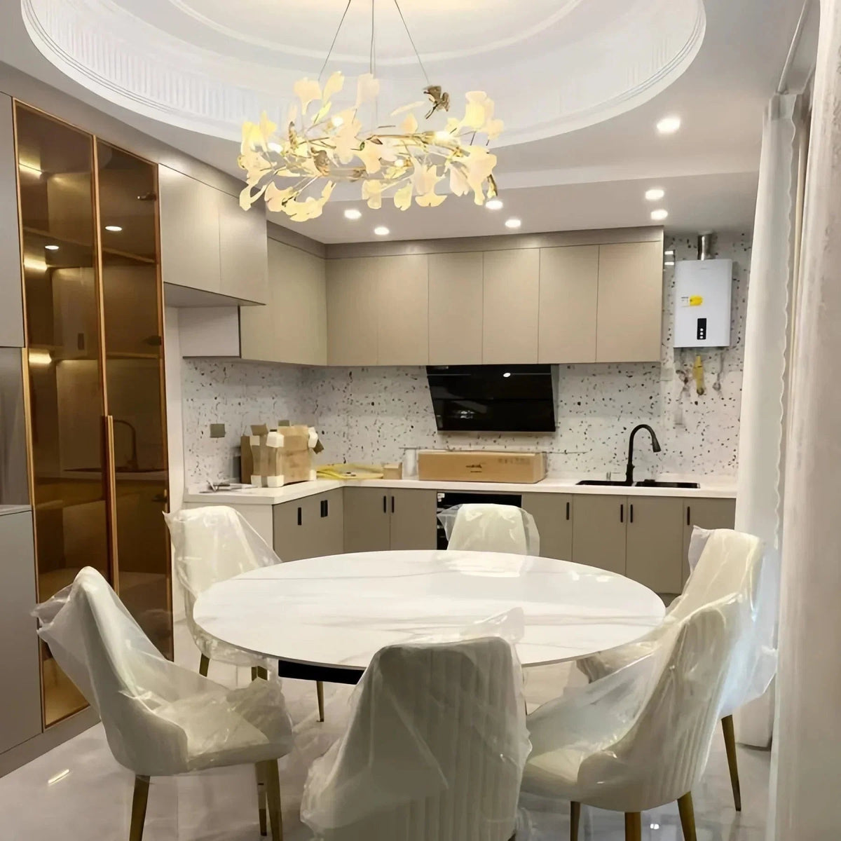 BU Ginkgo Ceramic Circle Chandelier - Zelno Lighting
