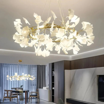 BU Ginkgo Ceramic Circle Chandelier - Zelno Lighting