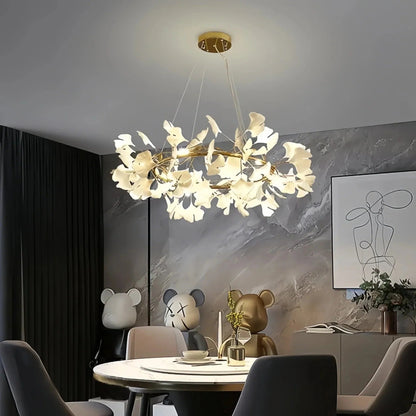 BU Ginkgo Ceramic Circle Chandelier - Zelno Lighting