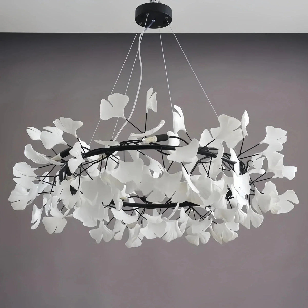 BU Ginkgo Ceramic Circle Chandelier - Zelno Lighting