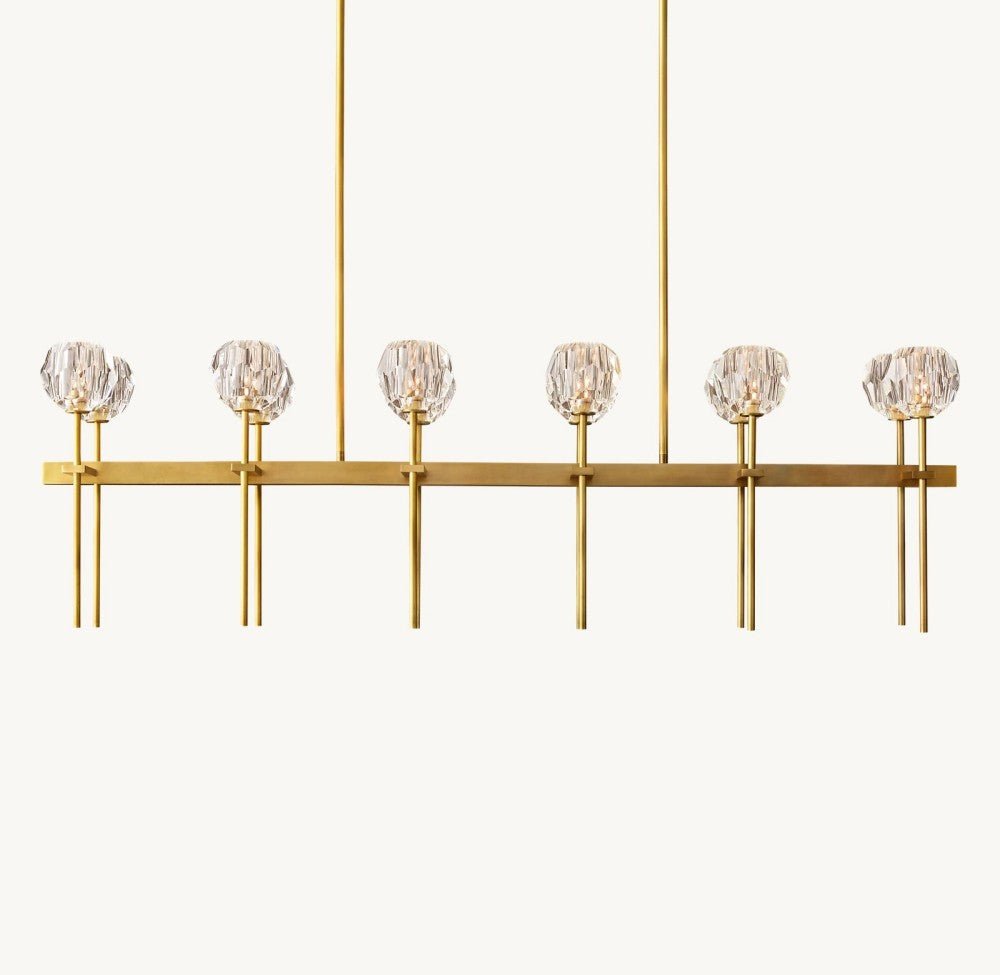 Bulle Cristal Double Linear Chandelier 60" - Zelno Lighting