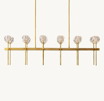 Bulle Cristal Double Linear Chandelier 60" - Zelno Lighting