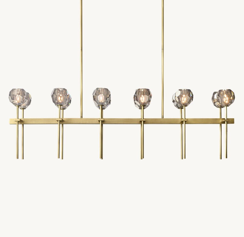 Bulle Cristal Double Linear Chandelier 60" - Zelno Lighting