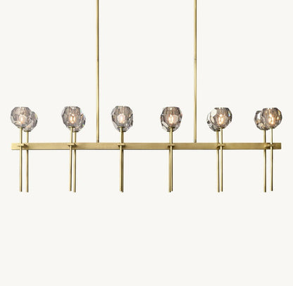 Bulle Cristal Double Linear Chandelier 60" - Zelno Lighting