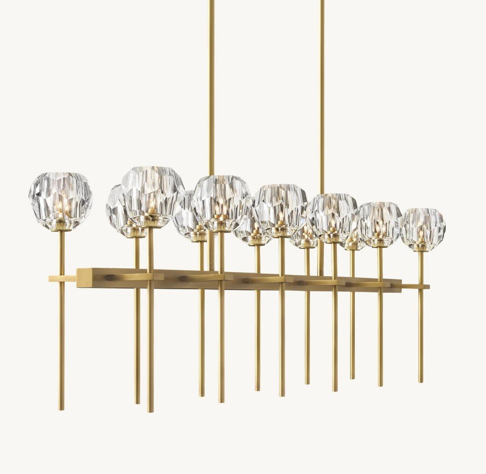 Bulle Cristal Double Linear Chandelier 60" - Zelno Lighting