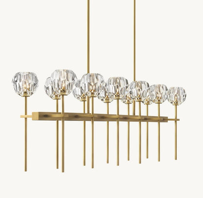 Bulle Cristal Double Linear Chandelier 60" - Zelno Lighting