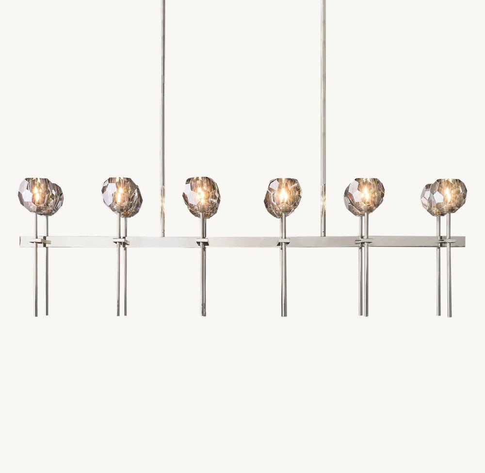 Bulle Cristal Double Linear Chandelier 60" - Zelno Lighting