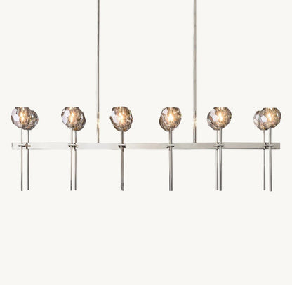 Bulle Cristal Double Linear Chandelier 60" - Zelno Lighting