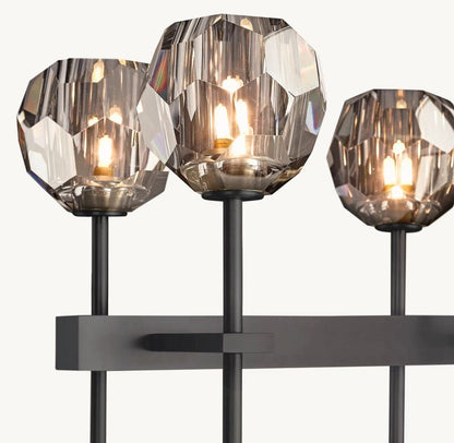 Bulle Cristal Double Linear Chandelier 60" - Zelno Lighting