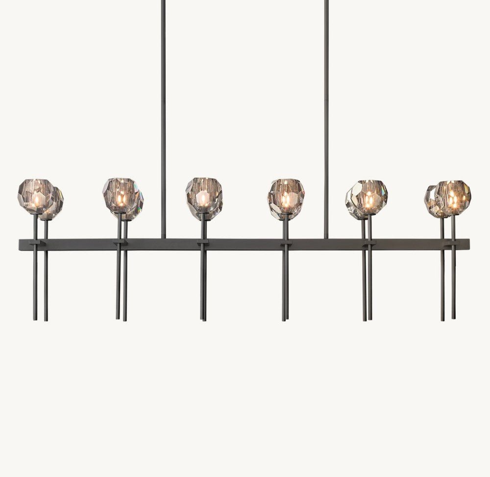 Bulle Cristal Double Linear Chandelier 60" - Zelno Lighting