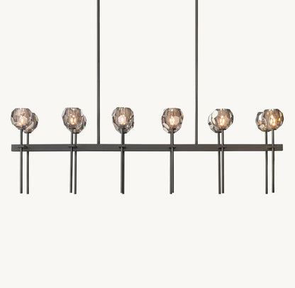 Bulle Cristal Double Linear Chandelier 60" - Zelno Lighting