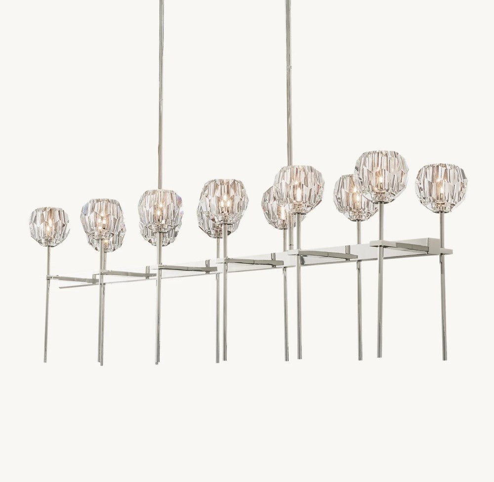 Bulle Cristal Double Linear Chandelier 60" - Zelno Lighting