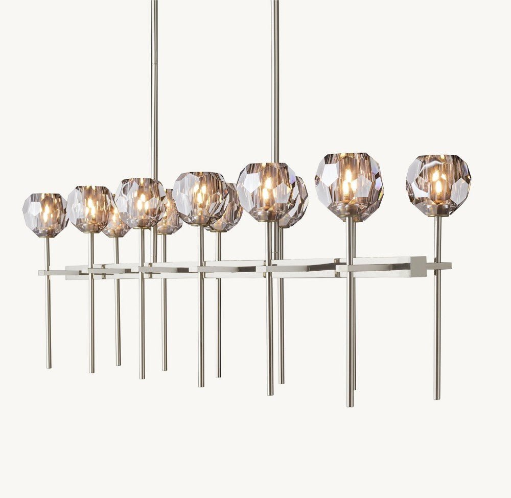 Bulle Cristal Double Linear Chandelier 60" - Zelno Lighting