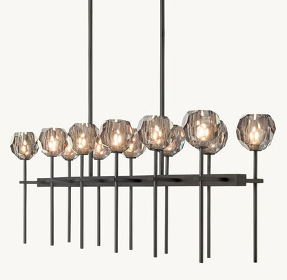 Bulle Cristal Double Linear Chandelier 60" - Zelno Lighting