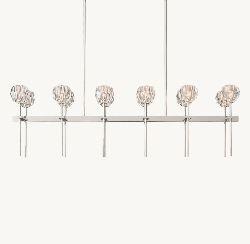 Bulle Cristal Double Linear Chandelier 60" - Zelno Lighting