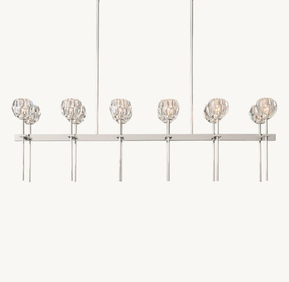 Bulle Cristal Double Linear Chandelier 60" - Zelno Lighting
