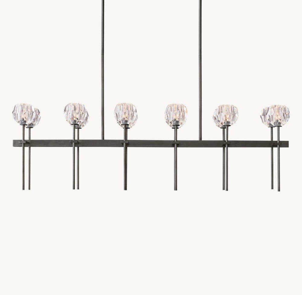 Bulle Cristal Double Linear Chandelier 60" - Zelno Lighting