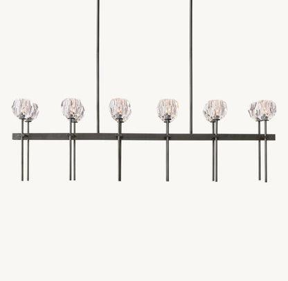 Bulle Cristal Double Linear Chandelier 60" - Zelno Lighting