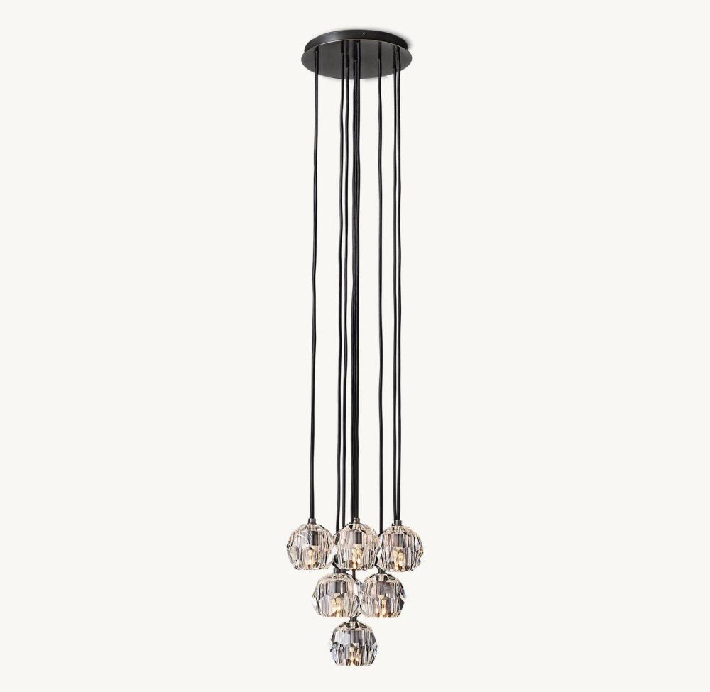 Bulle Cristal Round Cluster Chandelier 14" - Zelno Lighting