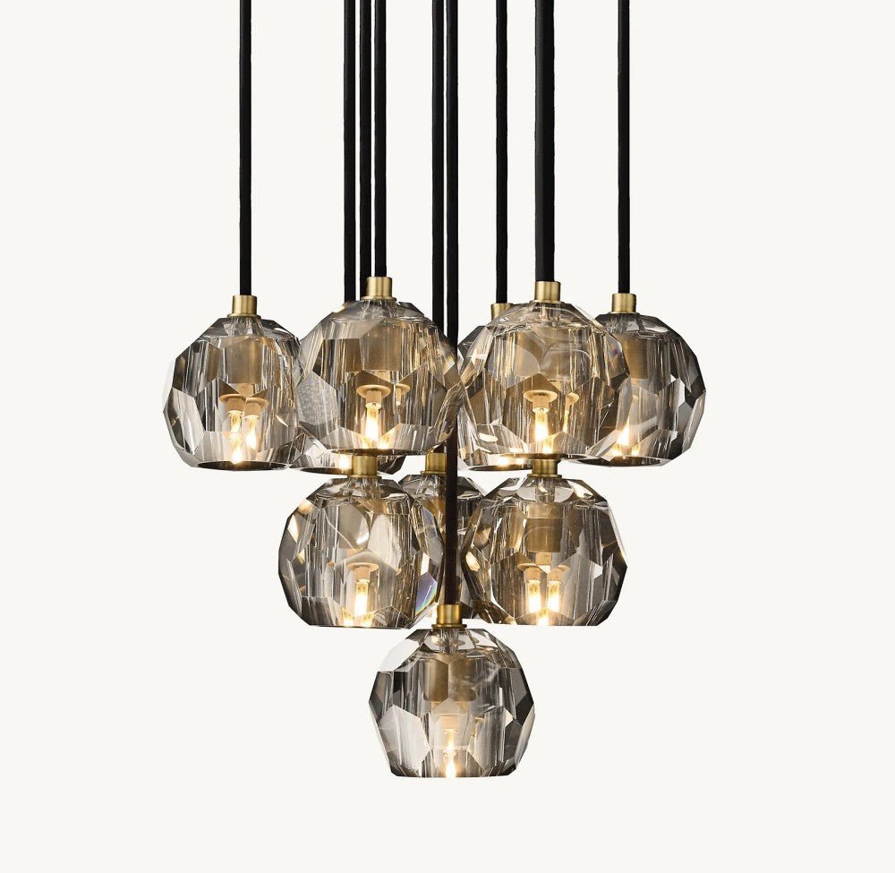 Bulle Cristal Round Cluster Chandelier 14" - Zelno Lighting
