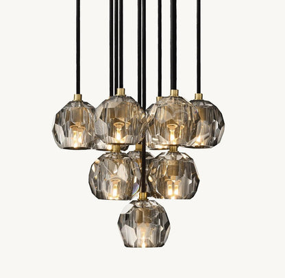 Bulle Cristal Round Cluster Chandelier 14" - Zelno Lighting