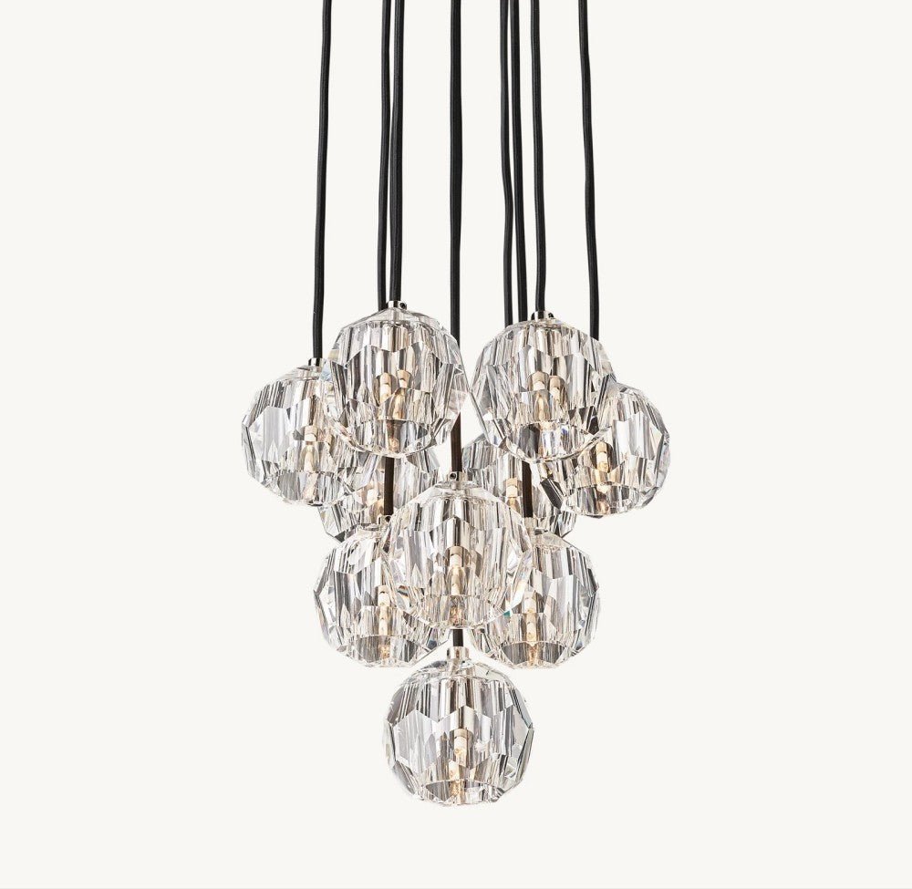 Bulle Cristal Round Cluster Chandelier 14" - Zelno Lighting