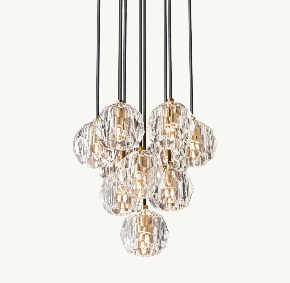 Bulle Cristal Round Cluster Chandelier 14" - Zelno Lighting