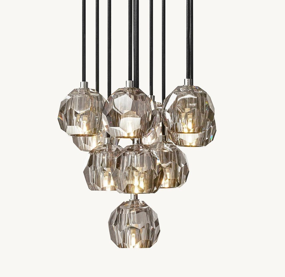 Bulle Cristal Round Cluster Chandelier 14" - Zelno Lighting