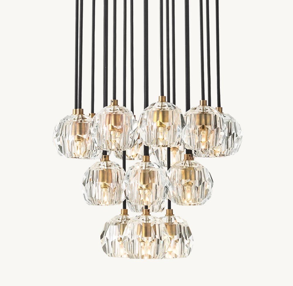 Bulle Cristal Round Cluster Chandelier 19" - Zelno Lighting