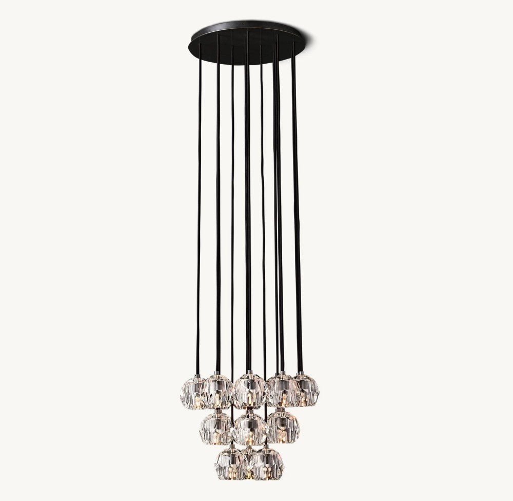 Bulle Cristal Round Cluster Chandelier 19" - Zelno Lighting