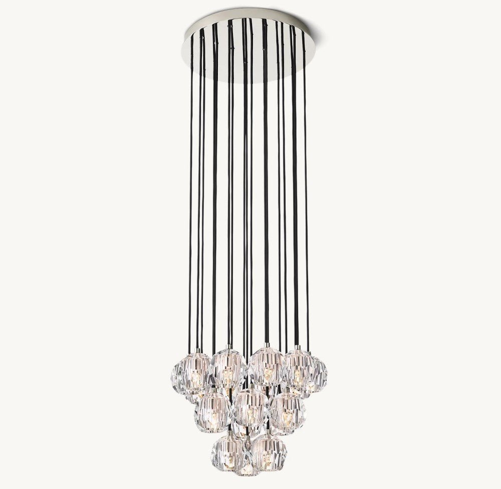 Bulle Cristal Round Cluster Chandelier 19" - Zelno Lighting