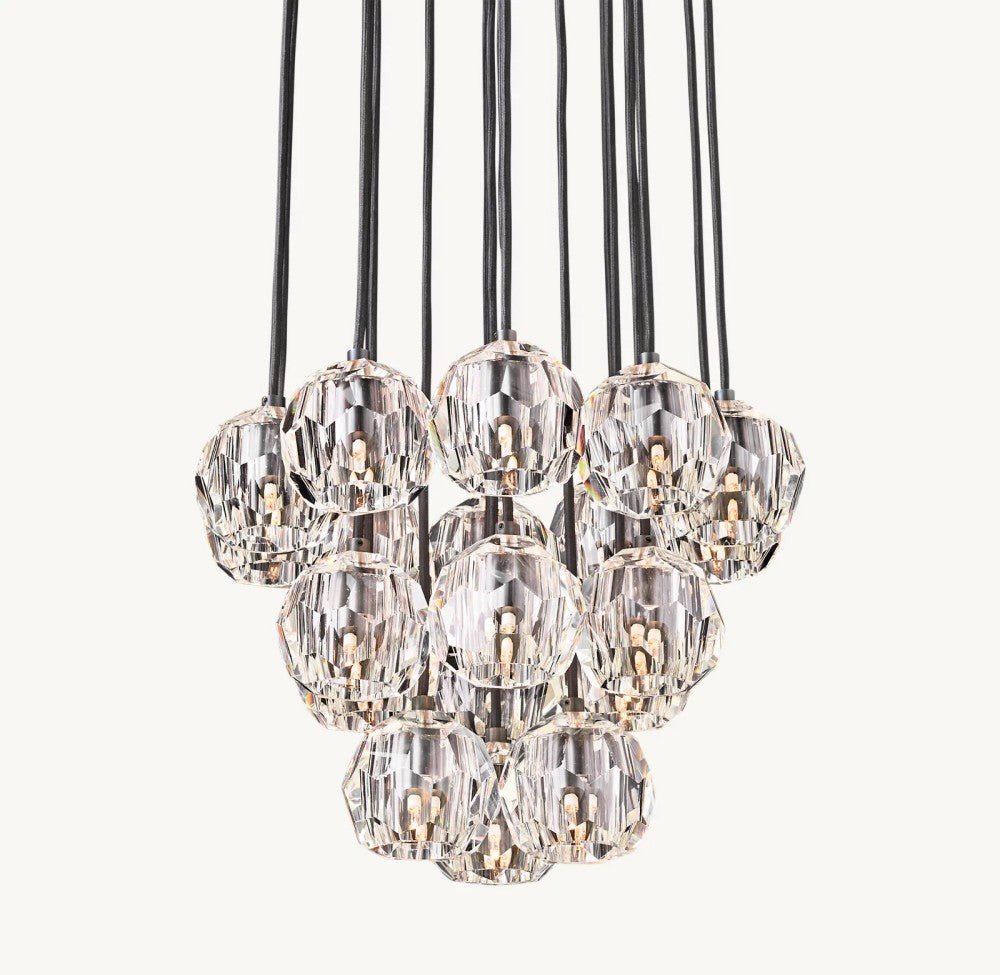 Bulle Cristal Round Cluster Chandelier 19" - Zelno Lighting