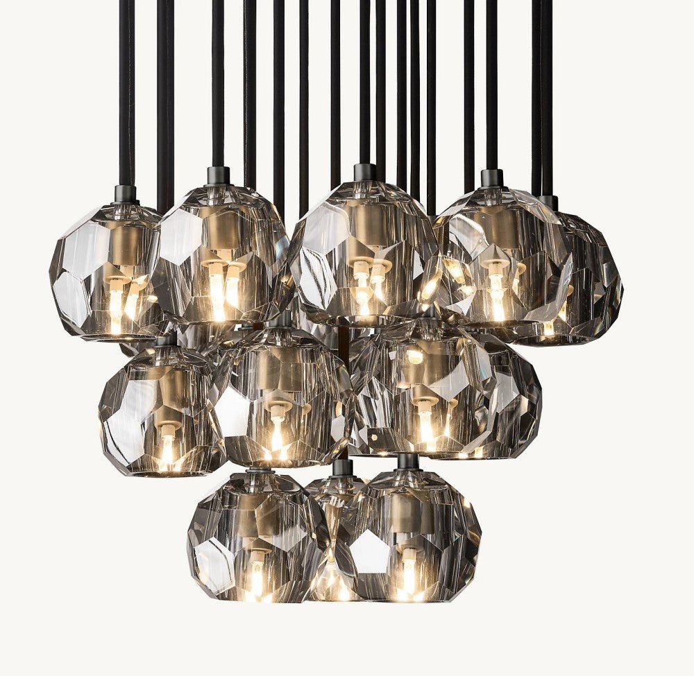 Bulle Cristal Round Cluster Chandelier 19" - Zelno Lighting