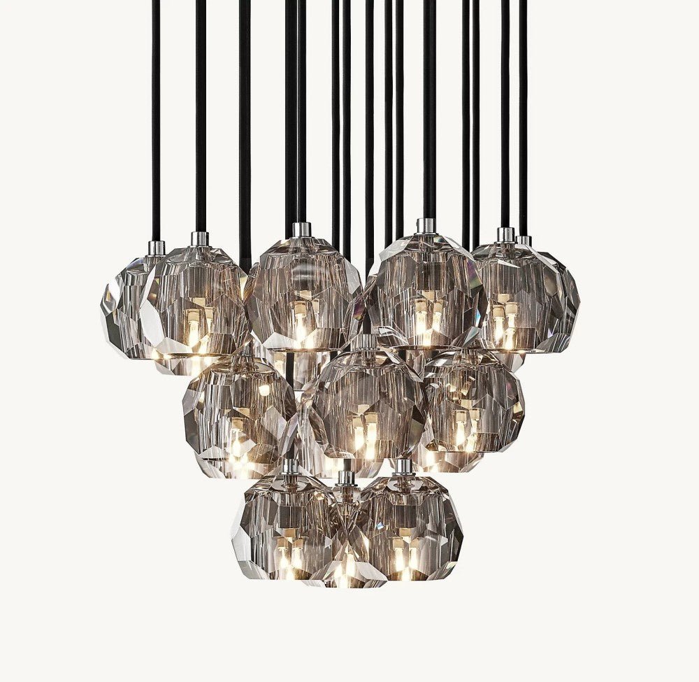 Bulle Cristal Round Cluster Chandelier 19" - Zelno Lighting