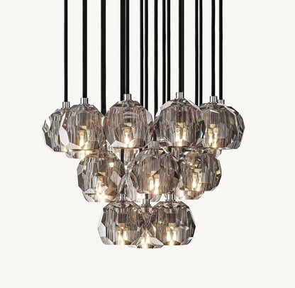 Bulle Cristal Round Cluster Chandelier 19" - Zelno Lighting