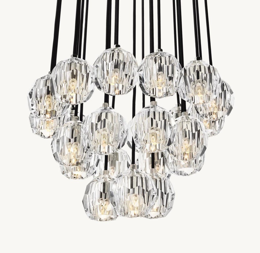 Bulle Cristal Round Cluster Chandelier 24" - Zelno Lighting
