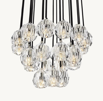 Bulle Cristal Round Cluster Chandelier 24" - Zelno Lighting