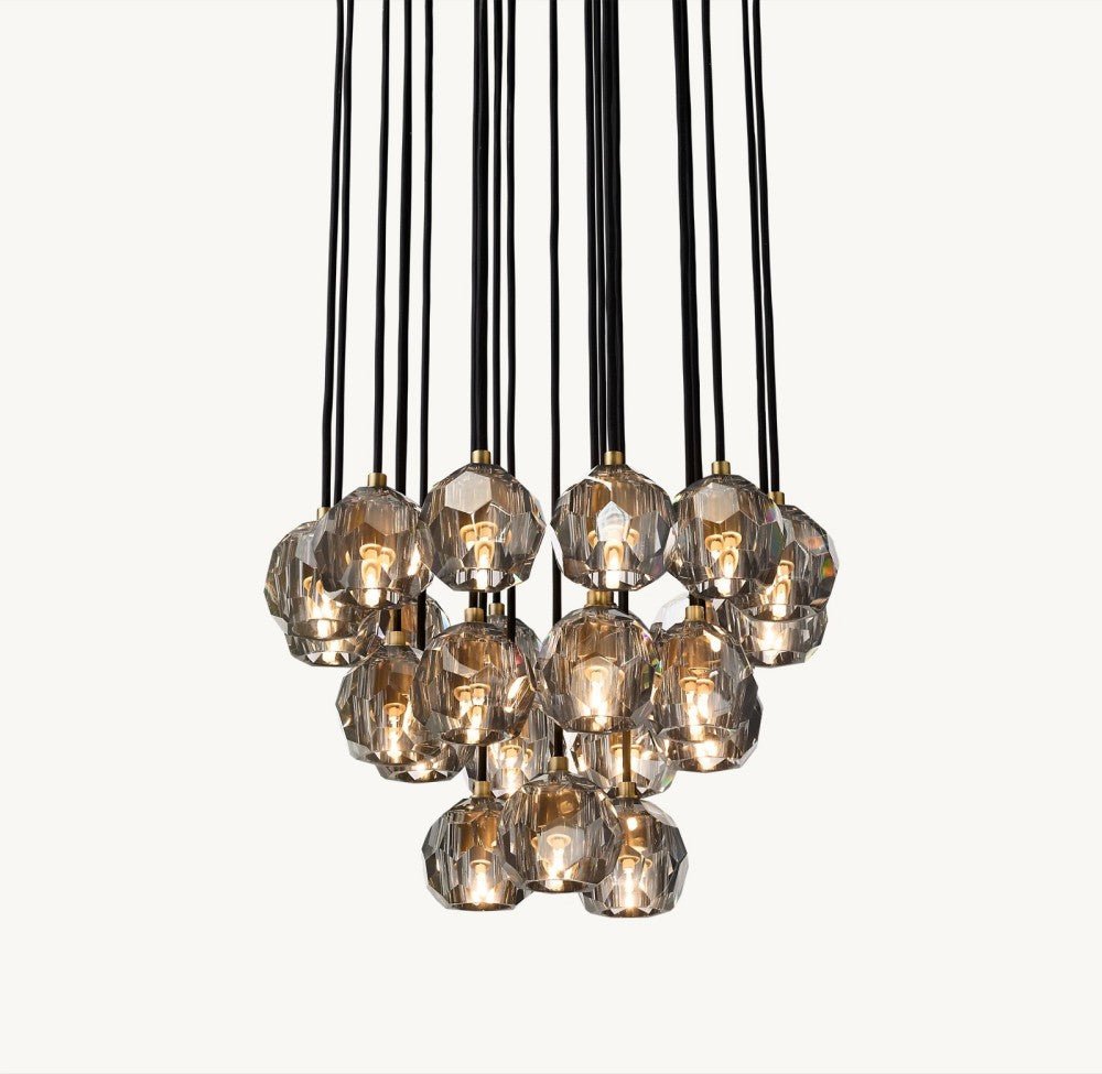 Bulle Cristal Round Cluster Chandelier 24" - Zelno Lighting