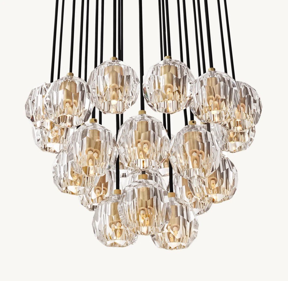 Bulle Cristal Round Cluster Chandelier 24" - Zelno Lighting